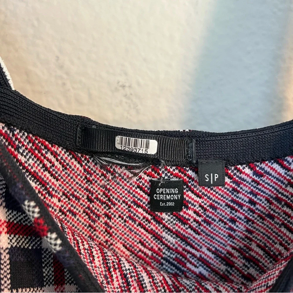 Opening Ceremony spell out logo plaid bodycon mini dress small preppy - Picture 11 of 14